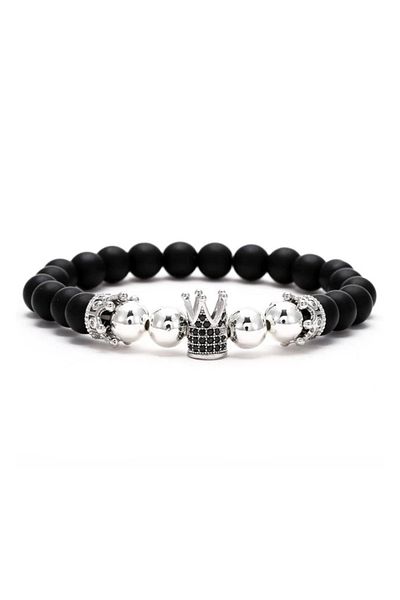 REDz Accessories Brățară King, Coroană cu Pietre Onix, Femei, Negru/Argintiu