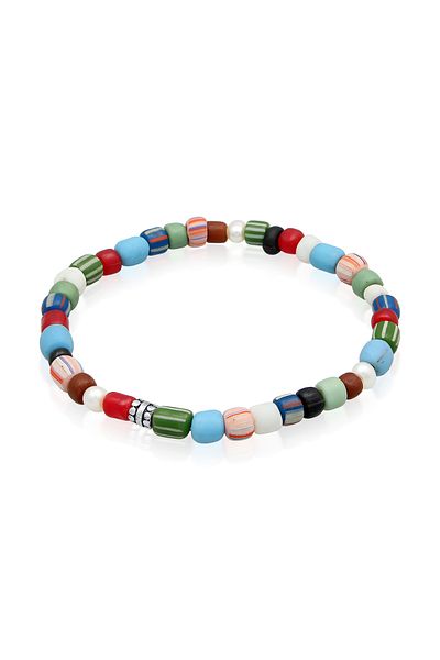 KUZZOI Armband Herren Beads Bunt mit Süßwasserzuchtperlen in 925 Sterling Silber