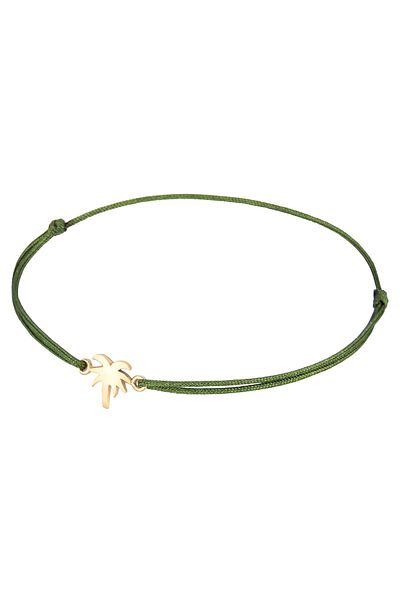 ELLI Armband Damen Palmenanhänger mit Nylon Schwarz aus 925 Sterling Silber vergoldet