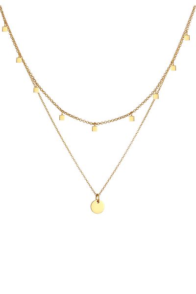 ELLI Halskette Damen Set Choker Layer Plättchen Geo Look in 925 Sterling Silber