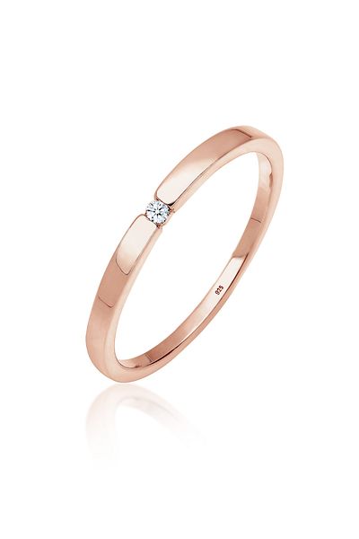 ELLI Klassischer Verlobungsring mit exquisitem Diamant – 0,02 ct., 925er Sterlingsilber
