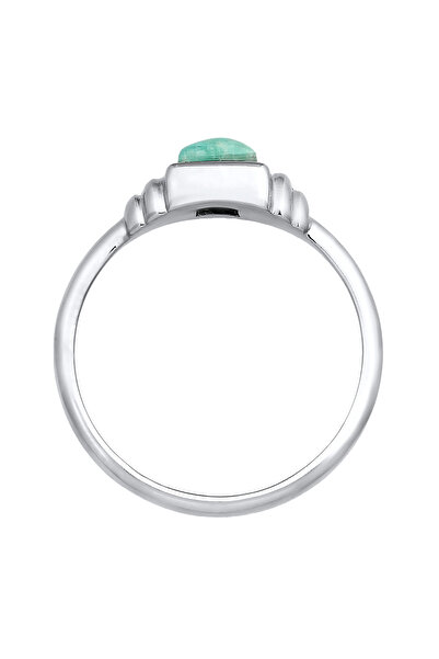 ELLI Dámský prsten PREMIUM, vintage čtvercový, hladký, s amazonitem, ze sterlingového stříbra 925