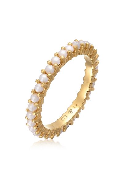 ELLI Ring Ladies Band Memoire Glass Beads In 925 Sterling Silver
