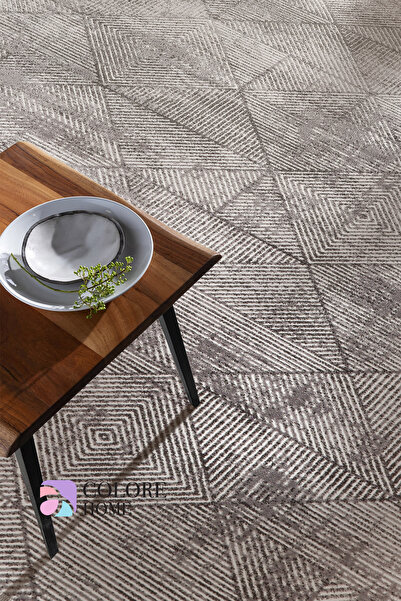 Colore Home Antrasit Akrilik Dokuma Uzun Ömürlü Halı Antrasit Yolluk Koyu Renk Halı