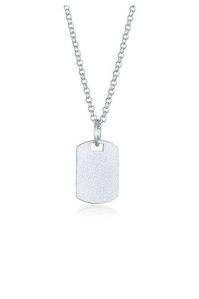 KUZZOI Halskette Plättchen Anhänger gebürstet mattiert 925 Sterling Silber