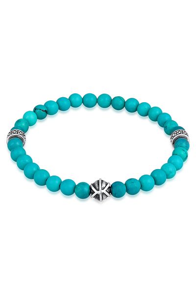 KUZZOI Armband Herren Beads mit Howlith in 925 Sterling Silber