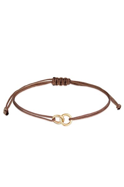 ELLI Damenarmband - Geo Minimal Nylon, Braun 925 Sterling Silber vergoldet