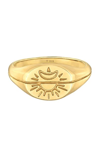 ELLI Ring Ladies Signet Ring Sun Moon Astro Boho Trend Blogger In 925 Sterling Silver Gold Plated