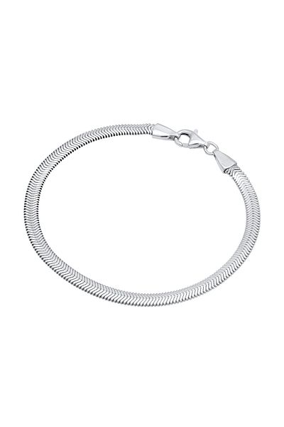 KUZZOI Armband Damen flach elegant Schlangenkette Fischgrät Trend aus 925 Sterling Silber