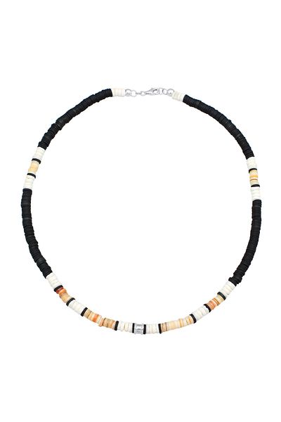 KUZZOI Halskette Herren Beads Vintage Surfer mit Heishi Perlen in 925 Sterling Silber