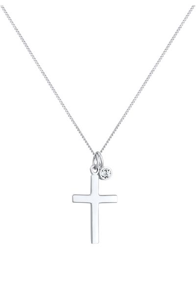 ELLI Necklace Ladies Cross Pendant Religion Timeless With Crystal In 925 Sterling Silver