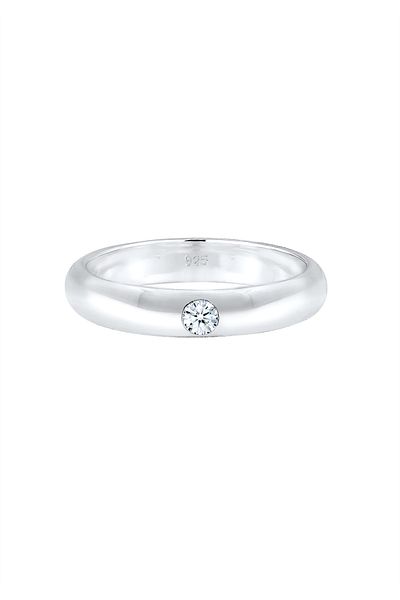 ELLI Ring Solitär Verlobung Diamant (0.06 CT.) 925er Silber