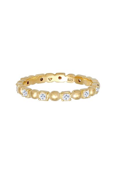 ELLI Ring Damen Bandring Kugel Quadrat Minimal mit Zirkonia in 925 Sterling Silber