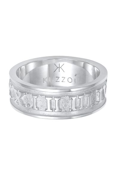 KUZZOI Ring Herren Bandring Römische Zahlen Trend Robust Massiv Aus 925 Sterling Silber