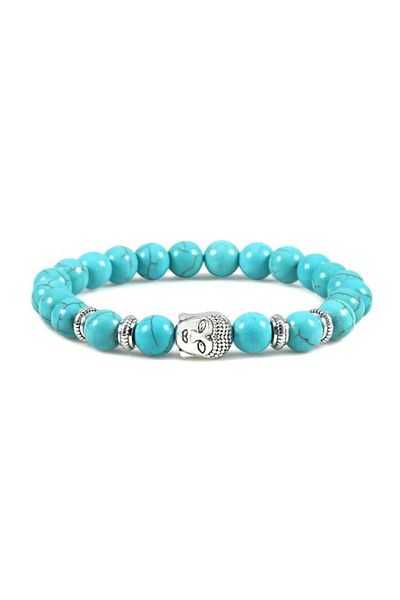 REDz Accessories Set of 2 Buddha Bracelets, Natural Stones, Turquoise