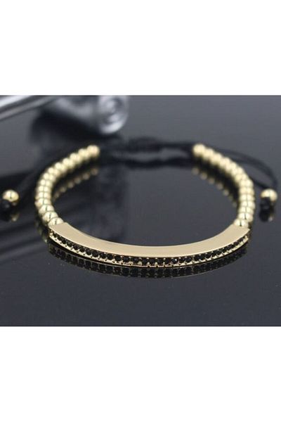 REDz Accessories Brățară elegantă, pietre de onix negru, mărgele de zirconiu, aur