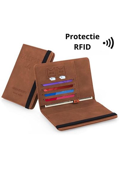 OEM Unisex passport wallet, RFID, eco-leather, cards, ID, brown, INNOVIO®, 13x11x1.3 cm