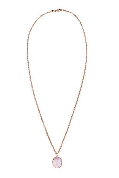 ELLI Dámský náhrdelník s oválným solitérním přívěskem s růžením ze stříbra 925, pozlacený růžovým zlatem
