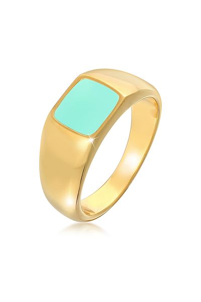 ELLI Ring Damen Siegelring Emaille Rechteck Klassisch 925 Sterling Silber