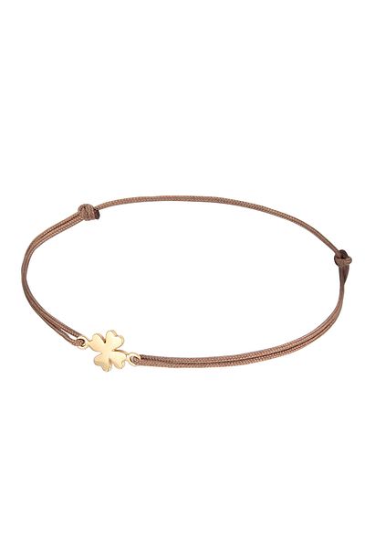 ELLI Bracelet Ladies Cloverleaf Pendant Luck With Nylon In 925 Sterling Silver Gold Plated
