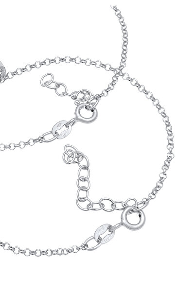ELLI Dámský náramek pro matku a dceru se srdíčkem a destičkami ze sterlingového stříbra 925