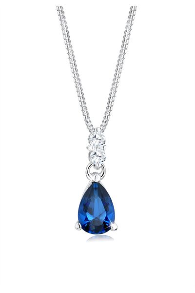 ELLI Halskette Halskette Tropfen Saphirblau Zirkonia Silver