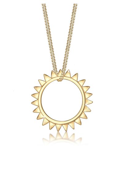 ELLI Necklace Round Circle Sun Astro Geo 925 Sterling Silver Gold Plated
