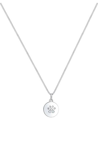 ELLI Colier Dama Laba Placheta Caine Pisica Cu Cristale In Argint Sterling 925
