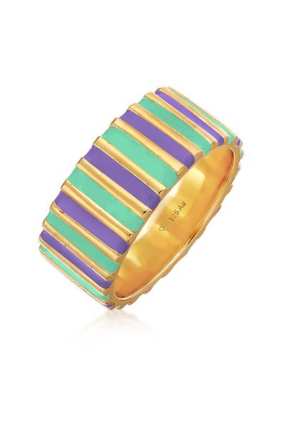 ELLI Ring Damen Band Rillen mit Emaille Gelb und Orange aus 925 Sterling Silber vergoldet