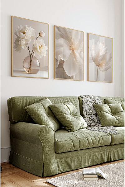 kutuTR Ahşap Çerçeveli Mdf Tablo Seti Salon Ve Oturma Odası Için Çt3086