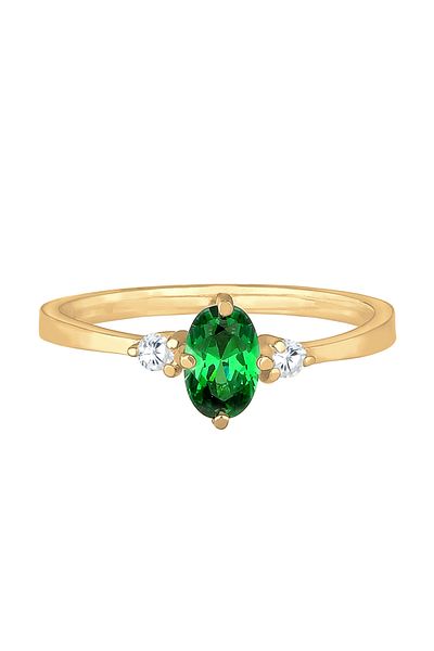 ELLI Ring Ladies Band Elegant With Zirconia Crystals Green In 925 Sterling Silver