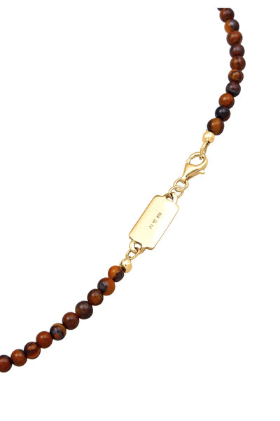 KUZZOI Pánský náhrdelník s přívěskem a korálkem s tygřím okem ze sterlingového stříbra 925