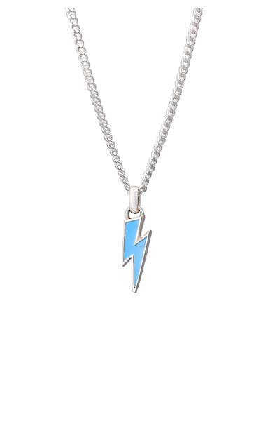 KUZZOI Halskette Herren Blitz-Anhänger Basic mit Emaille in 925 Sterling Silber