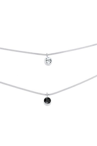 ELLI Náhrdelník Ladies Choker Layer Crystals kulaté v 925 Sterling Silver