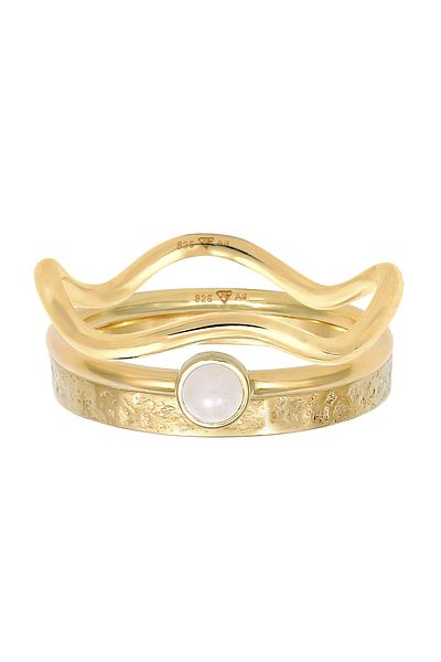 ELLI Ring Premium Ring Ladies Stapel Solitaire Set With Quartz Pink In 925 Sterling Silver