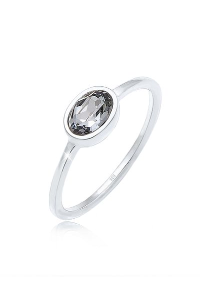 ELLI Inel de damă, inel clasic, simplu, cu cristal, din argint 925