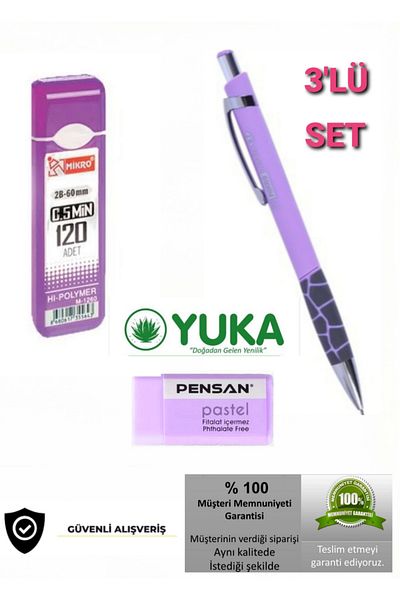 Yuka Versatil Pen Set 0.7 mm Purple Tip Pen + Eraser + 120 Pcs Tip