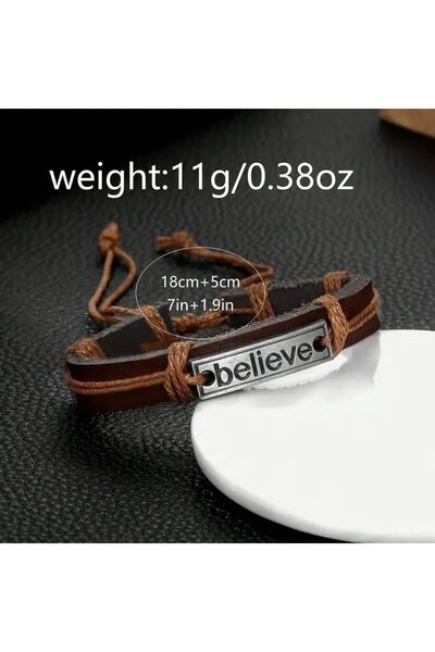 REDz Accessories Πακέτο ρολογιού και βραχιολιού, για άνδρες, μοντέλο Believe Geneva, σετ δώρου, εμφάνιση δέρματος, καφέ