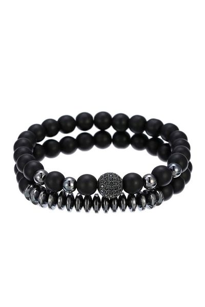 REDz Accessories Set de 2 brățări, cristale de zirconiu, negru/gri lucios