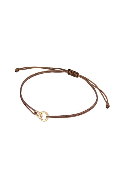 ELLI Damenarmband - Geo Minimal Nylon, Braun 925 Sterling Silber vergoldet