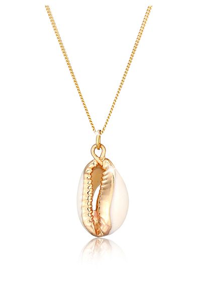 ELLI Necklace Ladies Shell Pendant Beach Trend Blogger With Kauri Shell In 925 Sterling Silver Gold Plate
