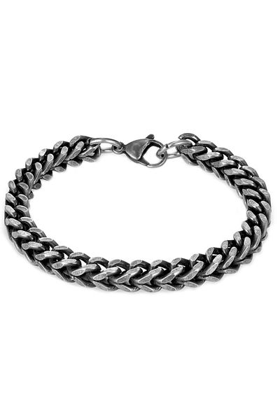 REDz Accessories Brățară împletită cubaneză, bărbați, oțel inoxidabil, negru