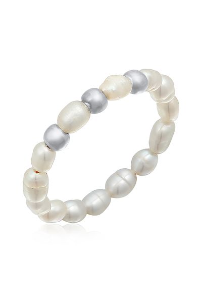 ELLI Ring Damen Beads Trend mit Süßwasser-Zuchtperlen in 925 Sterling Silber vergoldet