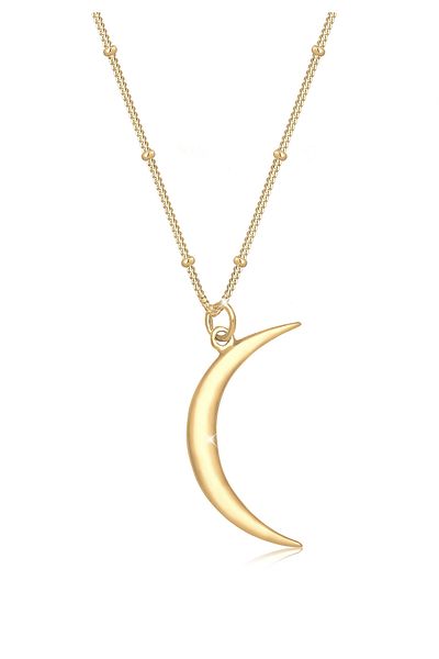 ELLI Halskette Damen Kugelkette Halbmond Astro Anhänger 925 Silber