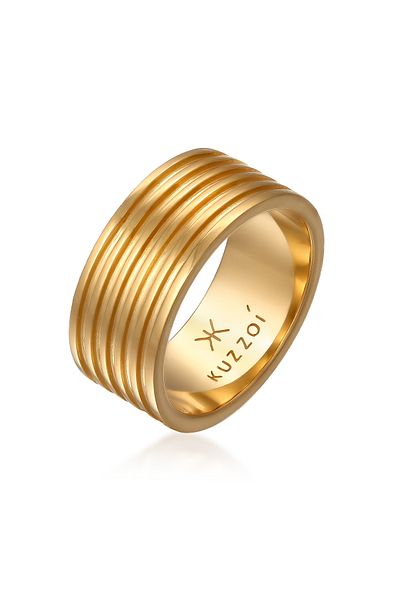 KUZZOI Ring Herren Bandring Rillen Vintage Massiv In 925 Sterling Silber