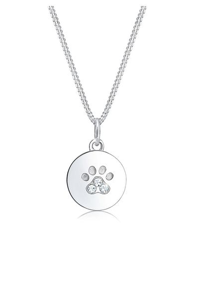 ELLI Colier Dama Laba Placheta Caine Pisica Cu Cristale In Argint Sterling 925