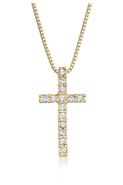 KUZZOI Herren Kreuz Crystal Halskette - 925 Silver Religion Design