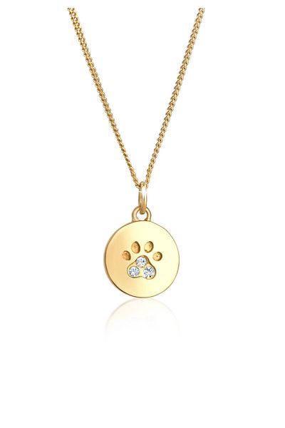 ELLI Colier Dama Laba Placheta Caine Pisica Cu Cristale In Argint Sterling 925