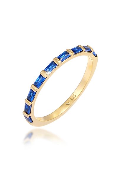 ELLI Ring Premium Ring Ladies Band Sparkling With Synthetic Sapphires In 925 Sterling Silver Gold Pl