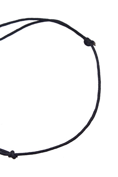 ELLI Brățară de damă cu cruce, simbol trend, elastică, nailon, neagră, din argint 925